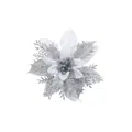 Prachtige zilveren kunstmatige kerstbloem met glitters voor de kerstboomversiering - 14cm / Zilver