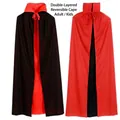 Reversible Halloween cape with stand collar in red and black for adults and kids - Robe (Stand-up Collar) / 80cm / Red & Black