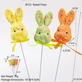 3er-Set bunte Glitzer-Schaumstoff-Hasen-Picks für festliche Oster-Blumenarrangements - Schaumstoff-Hasen-Stecker / 3er-Set