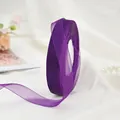 Elegant purple chiffon organza ribbon roll for gift wrapping and DIY cake decoration - Purple