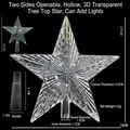 Puntale per albero di Natale a stella 3D trasparente con misure dettagliate. - 18cm / Con Maniglia / Trasparente