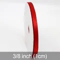 Roll of 1cm width red polyester satin ribbon for gift wrapping and DIY handmade crafts - 1.0cm / Red