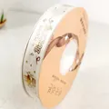 White satin gift ribbon with gold foil Happy Birthday print for decorative wrapping - 2CMx45M / Beige