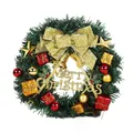 Traditionele groene PVC kerstkrans versierd met gouden strik bellen en Merry Christmas bord - Klok & Ster Stijl / 30cm / 30cm Klok & Ster Stijl