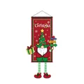 Arazzo natalizio con gnomo a cartoni animati, cappello ad albero e bordo a quadri - 110*40cm / 011 Gnomo Modello A