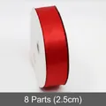 Red double-sided polyester satin ribbon roll for gift wrapping, 2.5cm width size - 2.5cm / Red