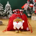 Festlicher Weihnachtsbeutel aus Jute mit Weihnachtsmann-Figur und goldenen Glocken - Weihnachtsmann / Rot