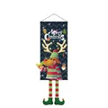 Striscione natalizio da appendere con renna dei cartoni animati e scritta Merry Christmas - 110*40cm / 014 Nuovo Renna Modello