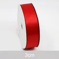 Premium double-sided red polyester satin ribbon on a white spool, 3cm width variant - 3cm / Red