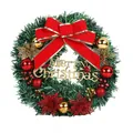 Handgemaakte PVC kerstkrans met grote rode strik en gouden Merry Christmas decoratie - 4-Bloemen Stijl / 40cm / 40cm 4-Bloemen Stijl