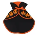Halloween pet costume wizard cloak with Jack-o'-lantern patterns in black and orange - Pumpkin Pattern Cape / Black/Orange