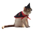 Costume di Halloween per animali domestici con cappello da mago e mantello rosso e nero - Bat Cape & Hat Set