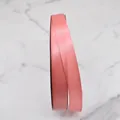 Elegant coral pink double-faced satin ribbon roll for gift wrapping, bows and DIY crafts - Style (D3-8030) / 1cm Wide (100 Yards/Roll) / Coral Pink
