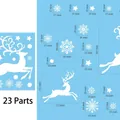 Set di 23 adesivi natalizi statici per finestre con renne e fiocchi di neve - Style 17 (Reindeer)