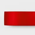 High-density 1.5cm red satin ribbon close-up for elegant gift packaging and DIY crafts - 8039# Single Sided Satin / 1.5cm Wide * 100 Yards/Roll / Red