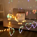 Heart-shaped LED curtain lights with colorful hanging lights for cozy bedroom decor - Heart Curtain Light / Plug-in Type 220V (Standard Controller) / Colorful