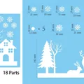 Weihnachts-Schneeflocken- und Rentier-Fenstersticker-Set mit detaillierten Maßen - Stil 16 (Hirschhaus) / 20*30cm