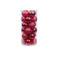 Set of 24 red Christmas ball ornaments with matte shiny and glitter surface finishes - 3cm / Shiny/Matte/Glitter Assorted Finish / Set of 24 / Red