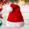 Classic plush Santa hat with thick white trim and pom-pom on festive wood background - Kids / 38x28cm