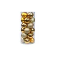 24-piece set of gold Christmas baubles in matte, shiny, and glitter finishes - 3cm / Shiny/Matte/Glitter Assorted Finish / Set of 24 / Gold