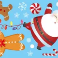 Adesivo statico per finestre con Babbo Natale e omino di pan di zenzero festivo - Stile 26 (Babbo Natale Pan di Zenzero)