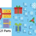Set di 21 adesivi natalizi statici per finestre con dimensioni dettagliate in pollici - Stile 19 (Scatola Regalo)