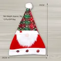 Festive Santa gnome Christmas hat featuring red plaid top and shiny snowflake sequins decoration - Velvet Composite Plaid Beard Hat / Green and Red Plaid Beard Style