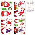 Set of 4 Christmas gnome window stickers with 77 festive decals, size 24x32cm each. - 4pcs / Set A