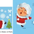 Set di adesivi statici natalizi per finestre con Babbo Natale e alberi - Stile 2 (Signora Natale) / 20*30cm