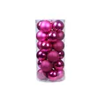 24er-Set pinkfarbene Weihnachtskugeln mit verschiedenen Oberflächen in Box. - Fuchsia