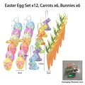 Detailansicht der Größe und des Gewichts von Osterdeko-Set mit Eiern, Hasen und Karotten - Ostern Ei Karotte Set #13 / 24-Teiliges Set