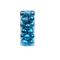 24-teiliges Set blaue Weihnachtskugeln mit glänzenden, matten und Glitzeroberflächen - Seeblau