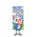 Cartoon Easter rabbit hanging banner with eggs and carrot for festive home decoration - Boy Rabbit Style