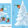 Adesivi natalizi per finestre con elfo e albero, set da 17 pezzi, misura 265x186 mm - Stile 7 (Cedro) / 20*30cm