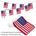 Macro view of 30pcs American flag string bunting showing flag dimensions and 10m total length - Rectangular String Flag (20 PCS) / 14x21cm (6.8m)