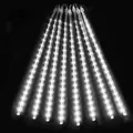 Waterproof LED meteor shower lights in bright white for outdoor holiday decoration - 30cm 8 Tubes / Round Plug / Cool White
