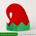 Festive red and green Christmas elf hat with golden bells, size 30x34cm - Christmas Wavy Elf Hat