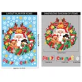 Christmas window stickers featuring Santa Claus and reindeer designs with dimensions - Wreath Santa (XC060)