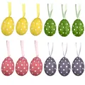 Set of 12 colorful foam painted Easter eggs with polka dots and ribbons for DIY decor - 4*6cm / Set of 12 / Polka Dot Multicolor