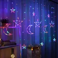 LED star and moon curtain lights with multi-color fairy string lights for room decor - Star Moon Curtain Light (Uneven Height) / Plug-in Type (Standard Controller) / Colorful