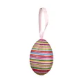 Colorful striped Easter foam hanging egg ornament for DIY festive party decoration - 4*6cm / Colorful Striped Style (02) / 1 Piece