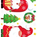 Christmas gnome and tree static window stickers for festive holiday glass decoration - Christmas Static Cling (A-01) / 32x24cm