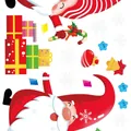 Vibrant Christmas window clings featuring Santa Claus, gift boxes, and snowflakes. - Christmas Static Cling (A-02) / 32x24cm