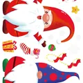 Cartoon Christmas gnome window stickers with gift and star decals for holiday decor - Christmas Static Cling (A-03) / 32x24cm