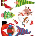 Adorable Christmas static window stickers set featuring gnomes, reindeer and snowman - Christmas Static Cling (A-04) / 32x24cm