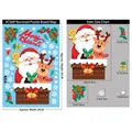Christmas static window stickers set with Santa Claus and reindeer dimension chart. - Chimney Santa (XC069)