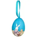 Hanging Easter foam egg ornament with vintage rabbit illustration in bright blue - 5*7cm / Single Bunny Blue / 1 Piece