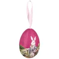 Pink Easter foam hanging egg with vintage rabbit illustration for party decor - 5*7cm / Single Bunny Red / 1 Piece