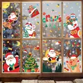 Festive Christmas window stickers featuring Santa Claus, reindeer, and snowman designs - Set (XC059-70)