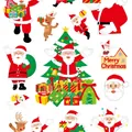 Set of festive Christmas static window stickers featuring Santa Claus and reindeer - Christmas Static Cling (F-01) / 32x24cm